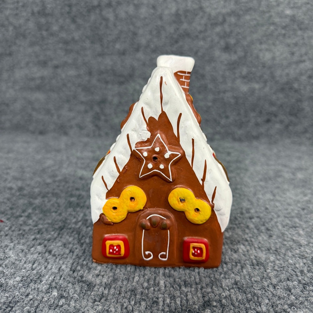 Vintage Gingerbread House Candle Holder Ceramic German Christmas Decor - Picture 3 of 10